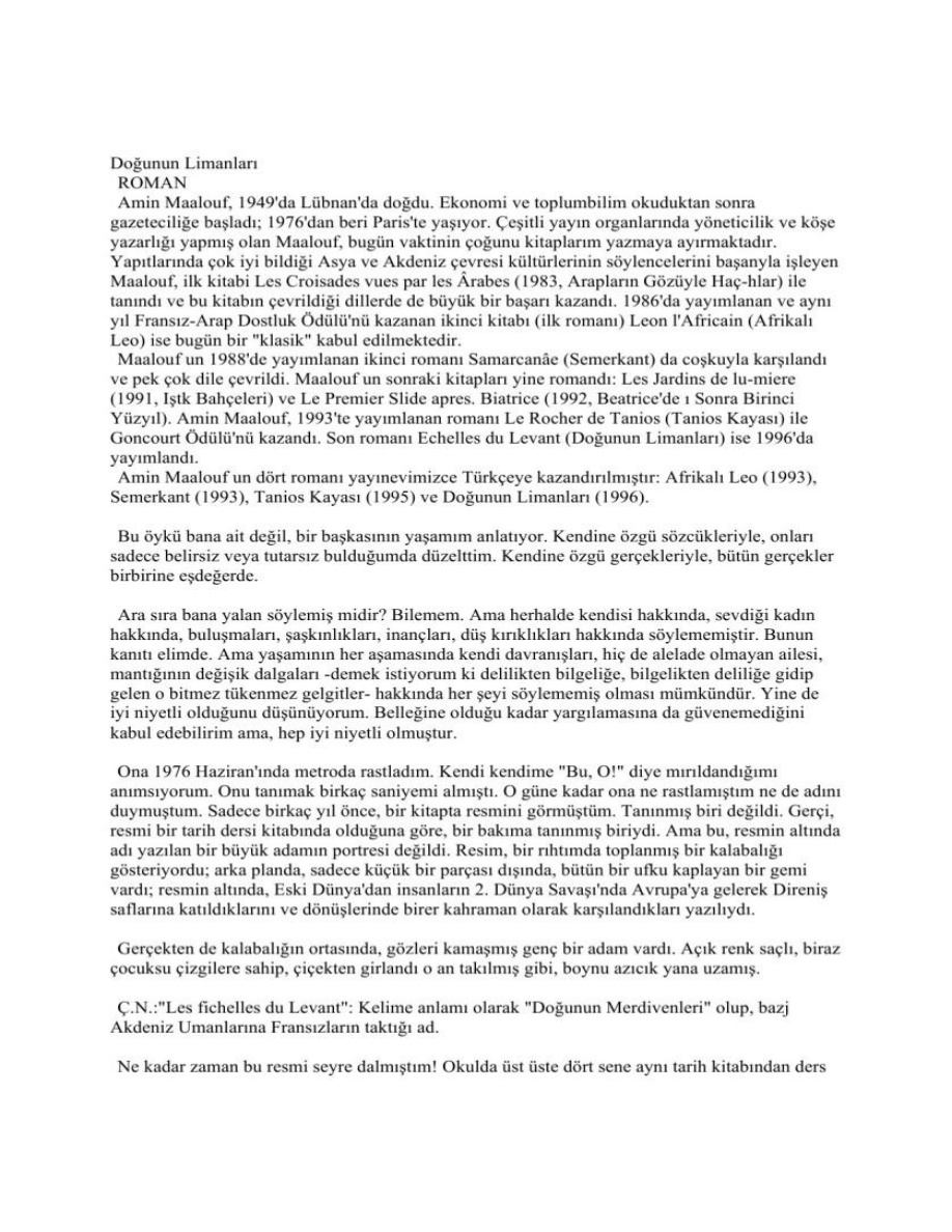 Doğu’nun Limanları PDF – Amin Maalouf