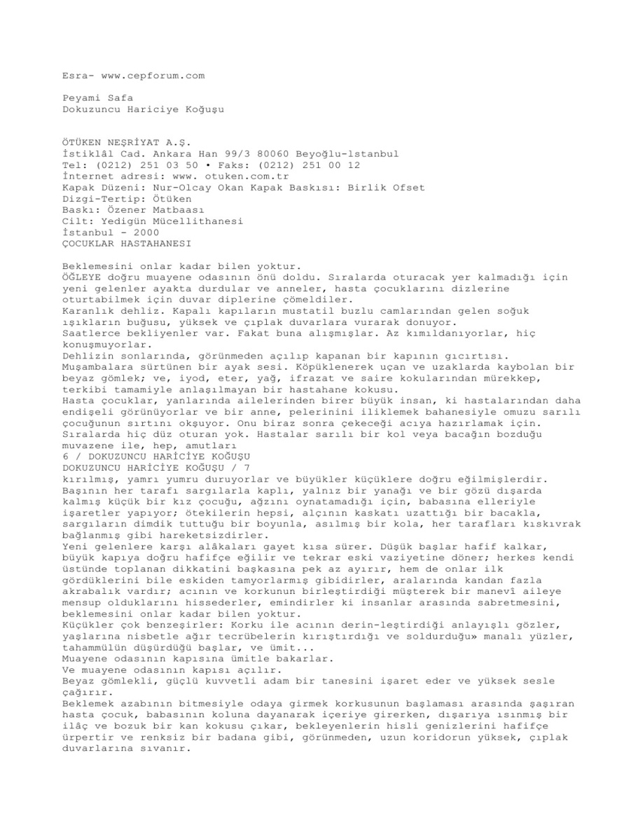 Dokuzuncu Hariciye Koğuşu PDF – Peyami Safa