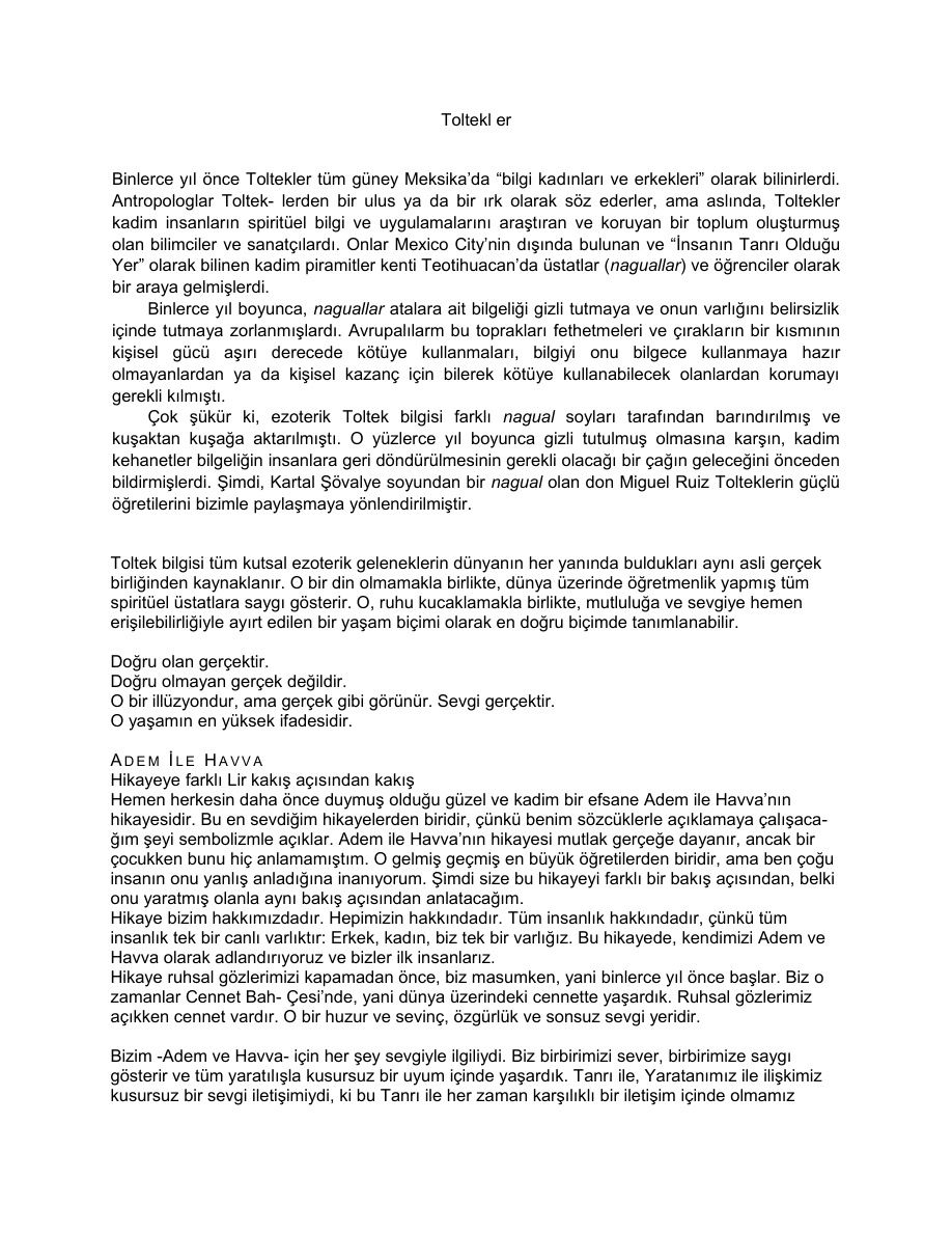 Toltekler: Bilginin Sesi PDF – Don Miguel Ruiz