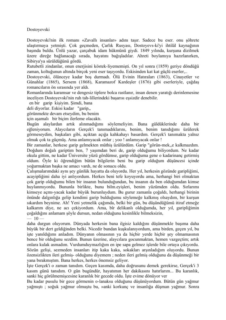 Dostoyevski Bir Garip Kişinin Düşü Kitap Kapağı
