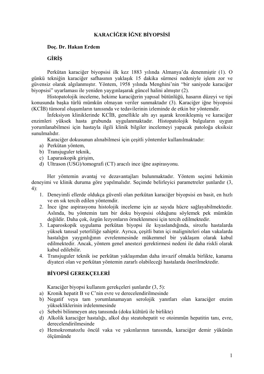 Karaciğer İğne Biyopsisi PDF – Dr. Hakan Erdem