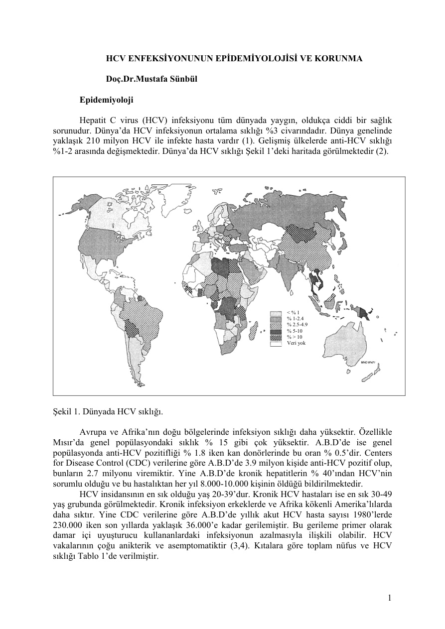 HCV Enfeksiyonunun Epidemiyolojisi ve Korunma PDF – Dr. Mustafa Sümbül