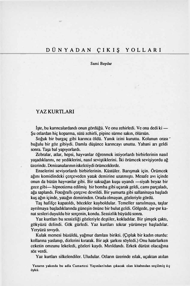 Dünyadan Çıkış Yolları PDF – Sami Baydar