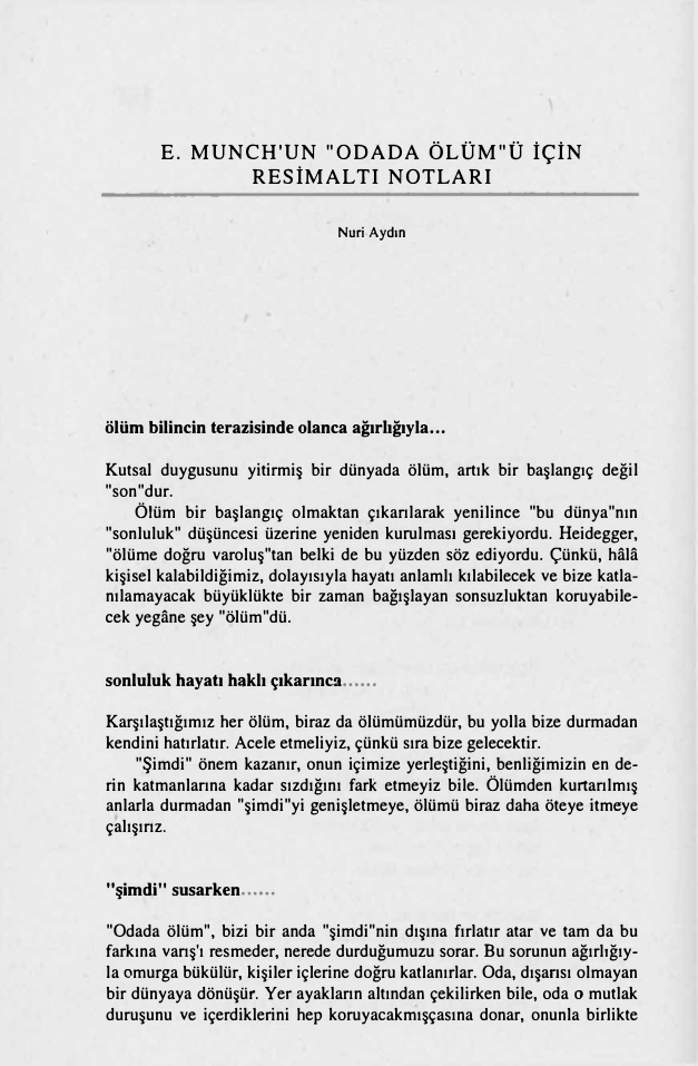 E. Munch’un Odada Ölümü Için Resimalti Notlari PDF – Nuri Aydın