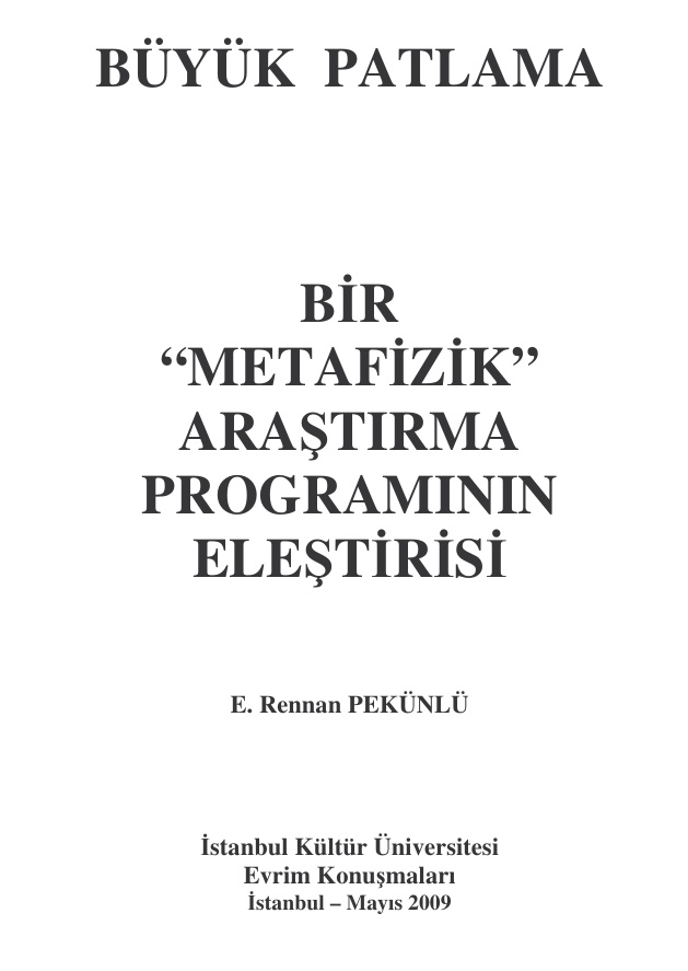 Büyük Patlama PDF – E. Rennan Pekünlü
