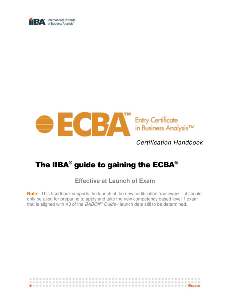 ECBA Certification Handbook PDF - Unknown / IIBA 1 ECBA Certification Handbook Kitap Kapağı