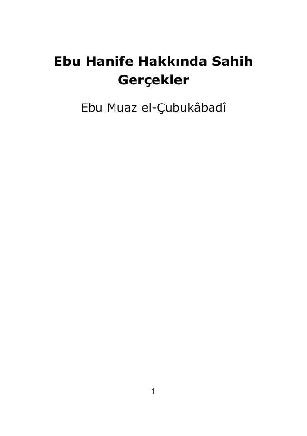 Ebu Hanife Hakkında Sahih Gerçekler PDF – Bilinmiyor