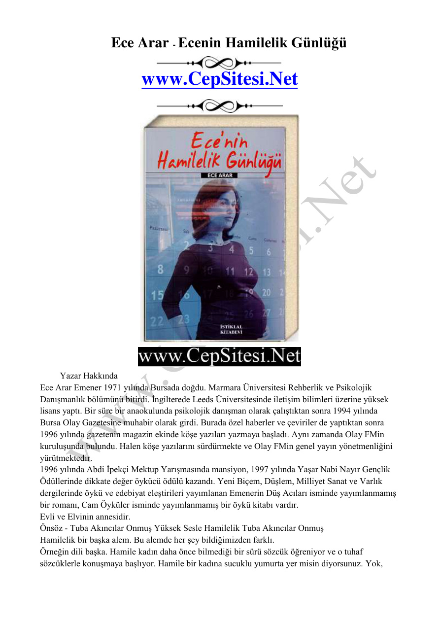 Ecenin Hamilelik Gunlugu PDF – Ece Arar