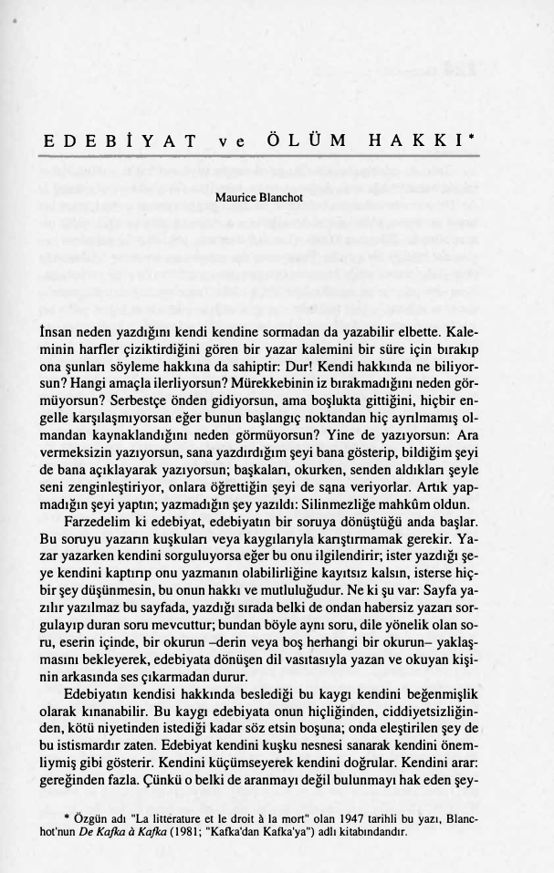 Edebiyat ve Ölüm Hakkı PDF – Maurice Blanchot