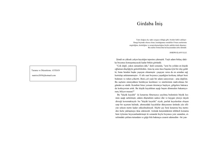 Girdaba İniş PDF – Edgar Allan Poe