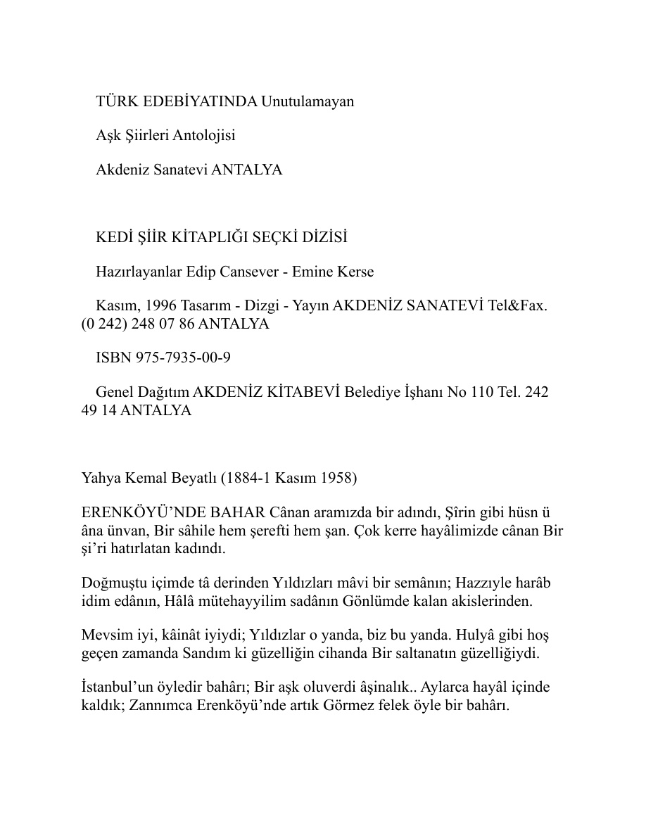 Türk Edebiyatinda Unutulamayan Ask Siirleri Antolojisi PDF – Edip Cansever