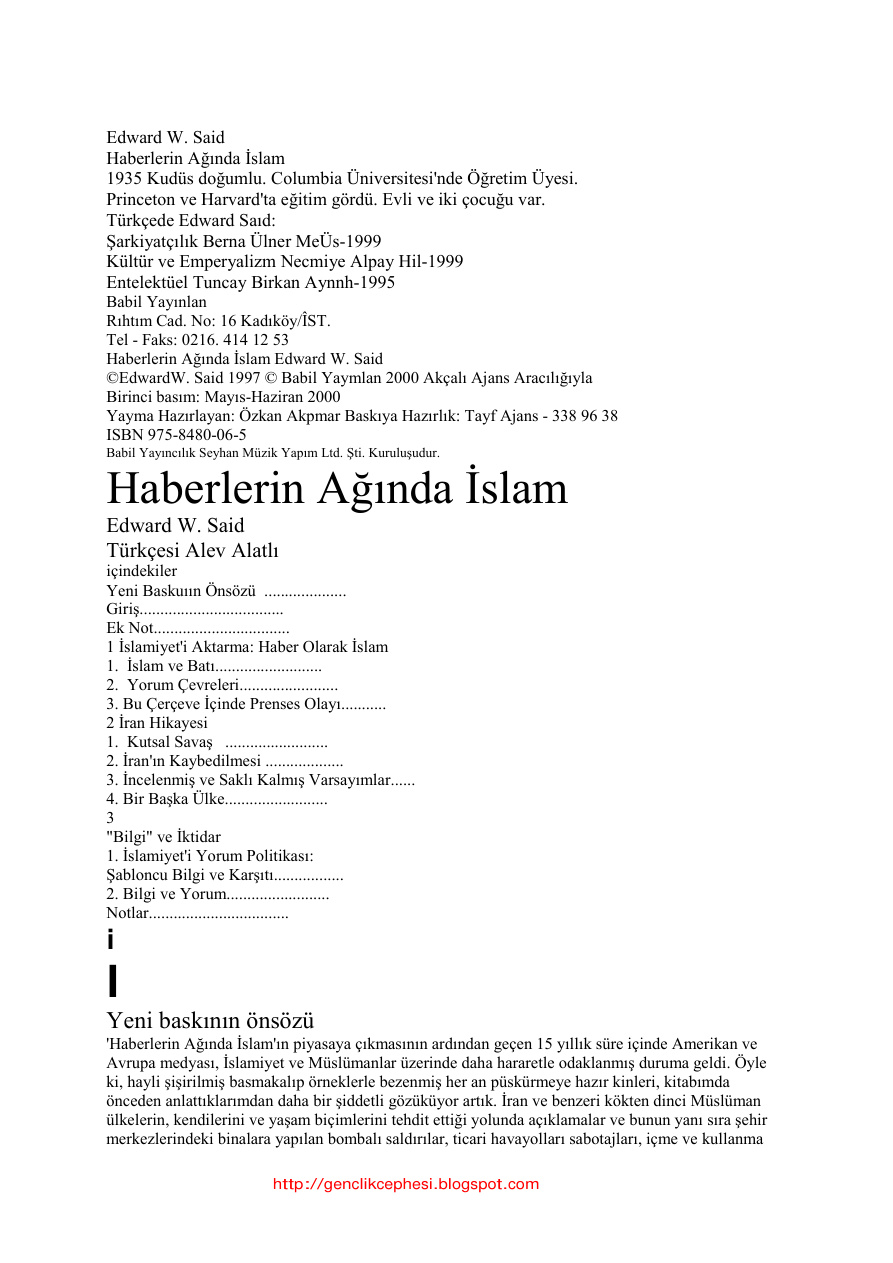 Haberlerin Ağında Islam PDF – Edward W. Said