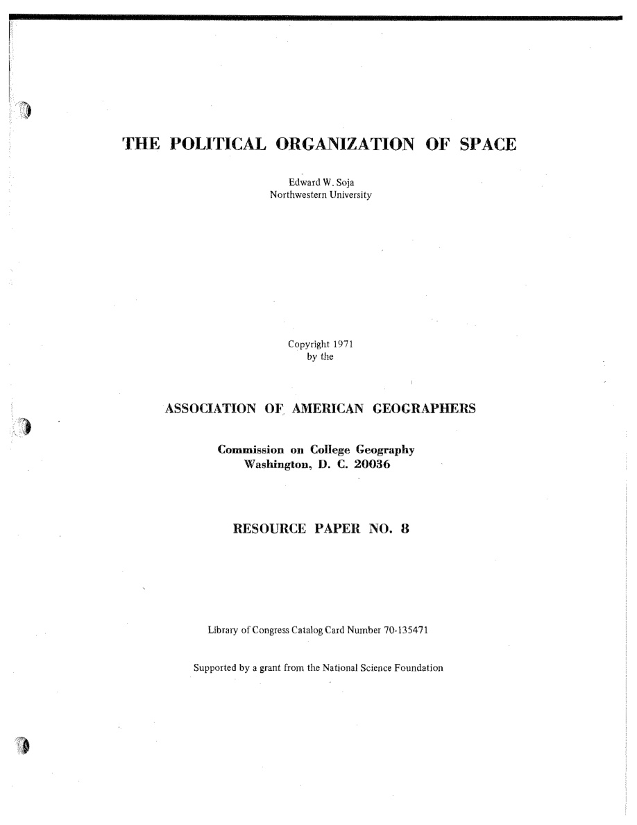 The Political Organization of Space PDF – Edward W. Soja