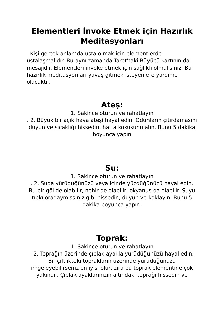 Elementleri Invoke Etmek icin Hazirlik Meditasyonlari PDF – Bilinmiyor