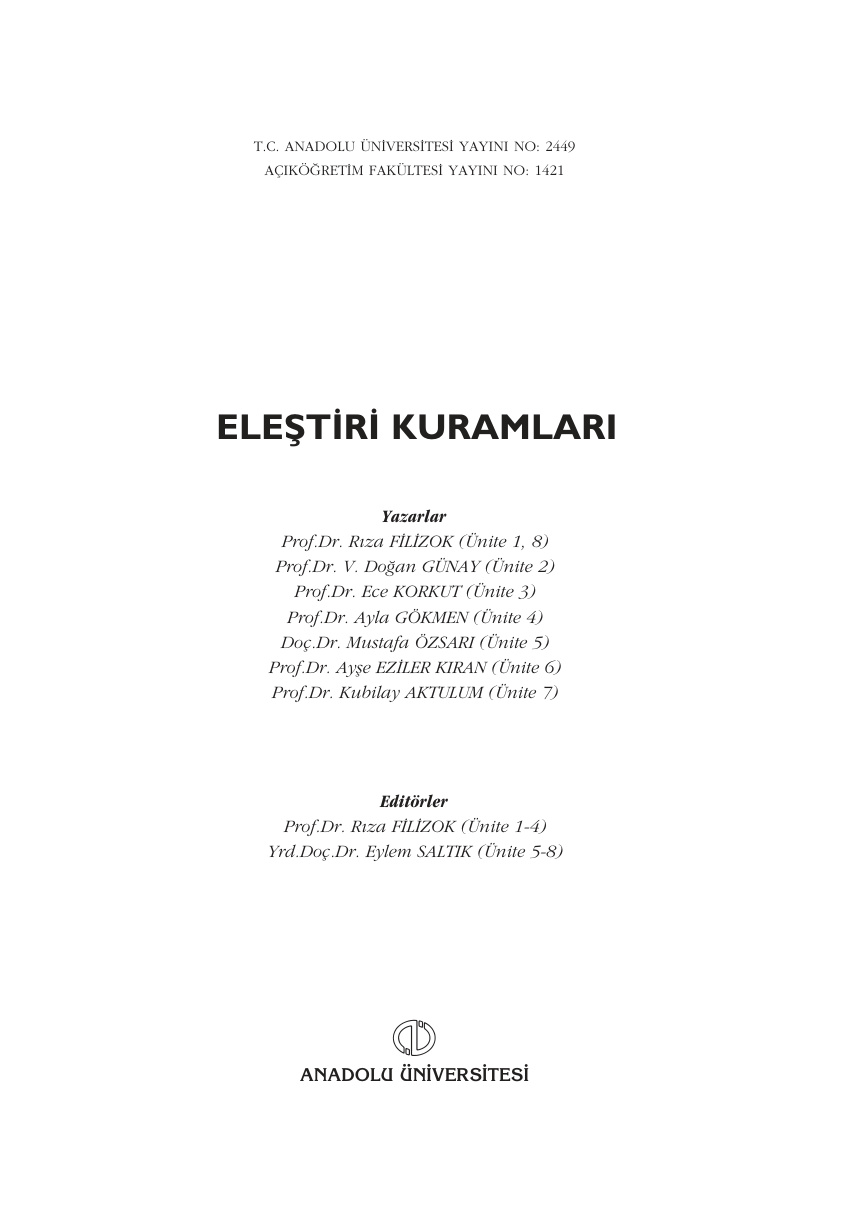 Eleştiri Kuramları PDF – Kolektif