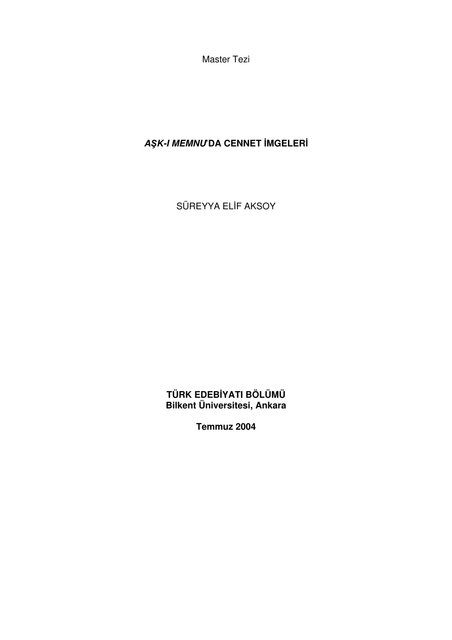 Ask-ı Memnu’da Cennet İmgeleri PDF – Elif Süreyya Aksoy
