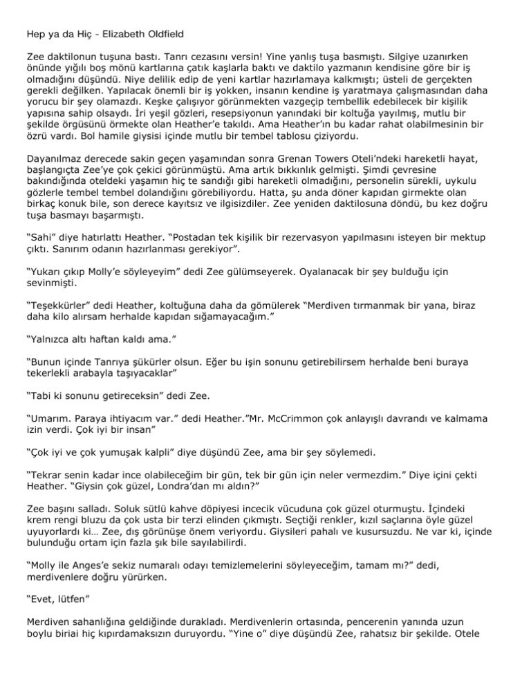 Elizabeth Oldfield Hep Ya Da Hic Kitap Kapağı