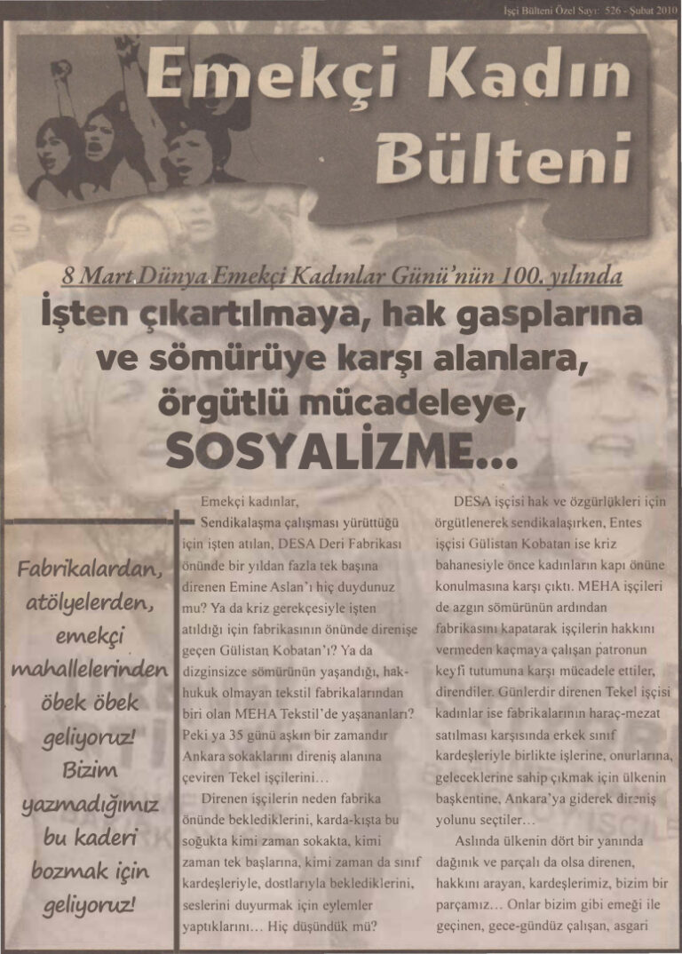 Emekçi Kadın Bülteni İşçi Bülteni Özel Sayı 526 Şubat 2010 Kitap Kapağı