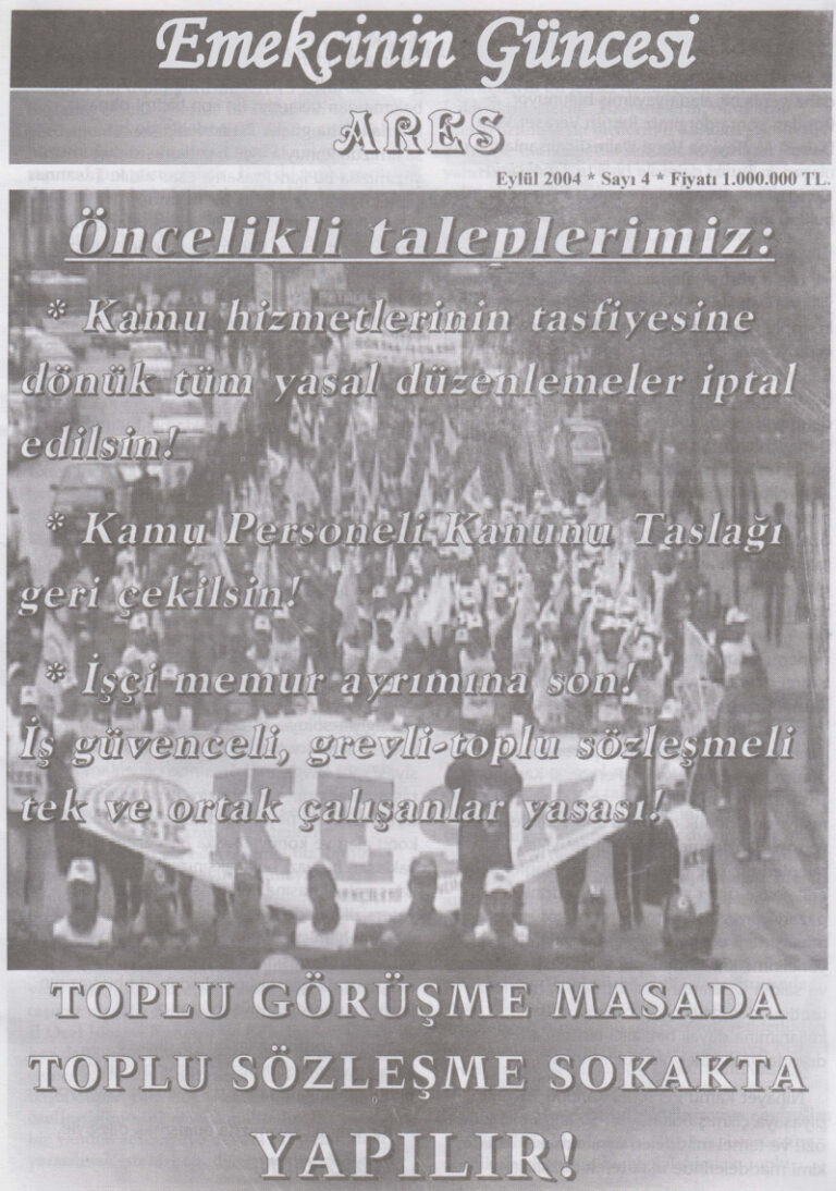 Emekçinin Güncesi Sayı 4 Eylül 2004 Ares Kitap Kapağı