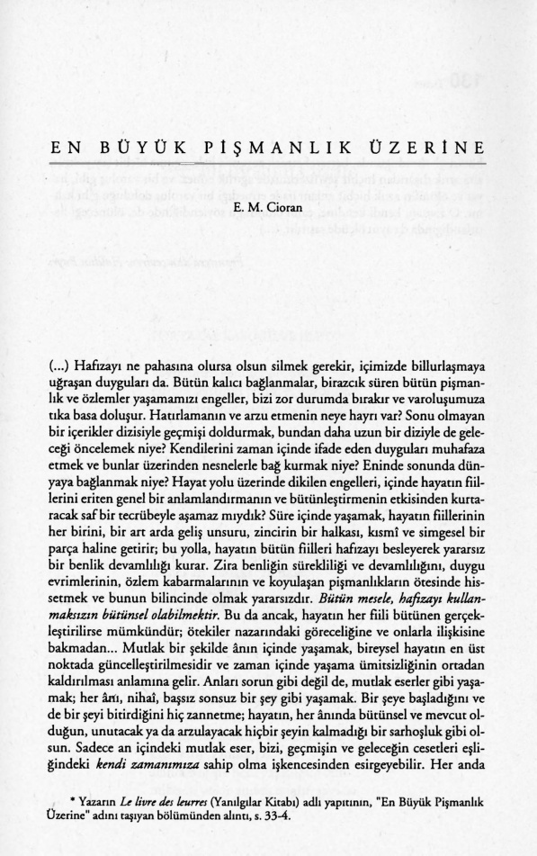 En Büyük Pişmanlık Üzerine PDF – Emil Michel Cioran