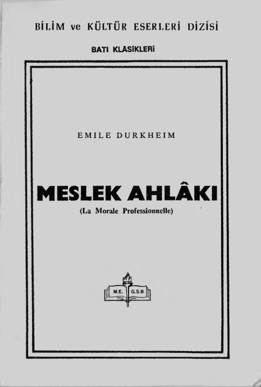 Meslek Ahlakı PDF – Emile Durkheim