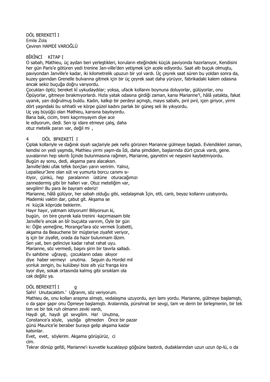Döl Bereketi PDF – Emile Zola
