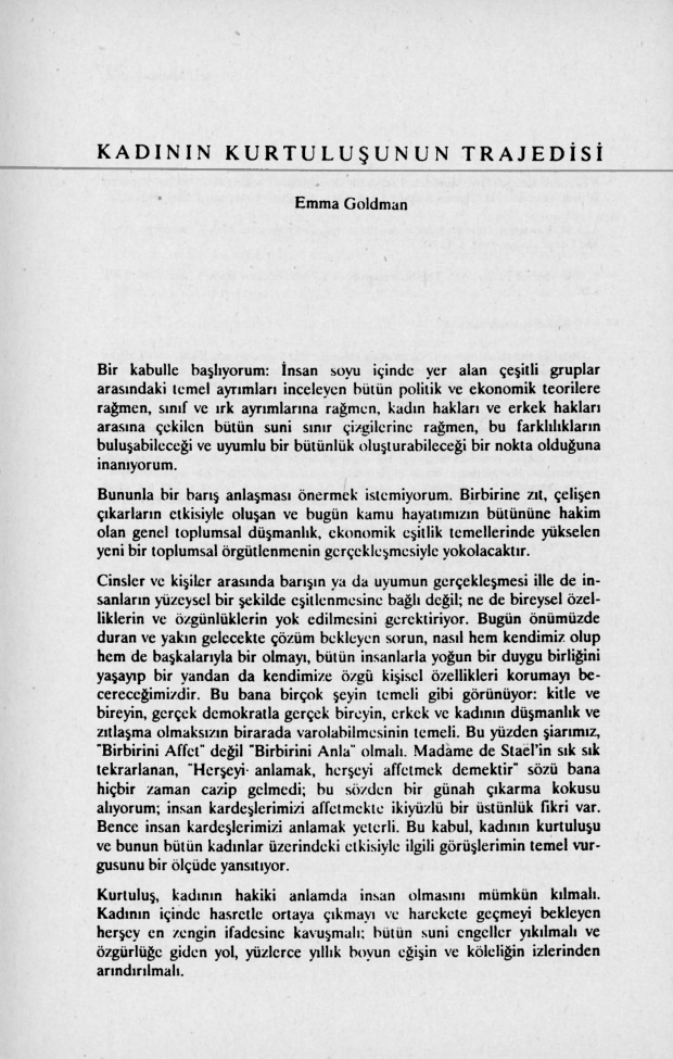 Kadının Kurtuluşunun Trajedisi (Varyant) PDF – Emma Goldman