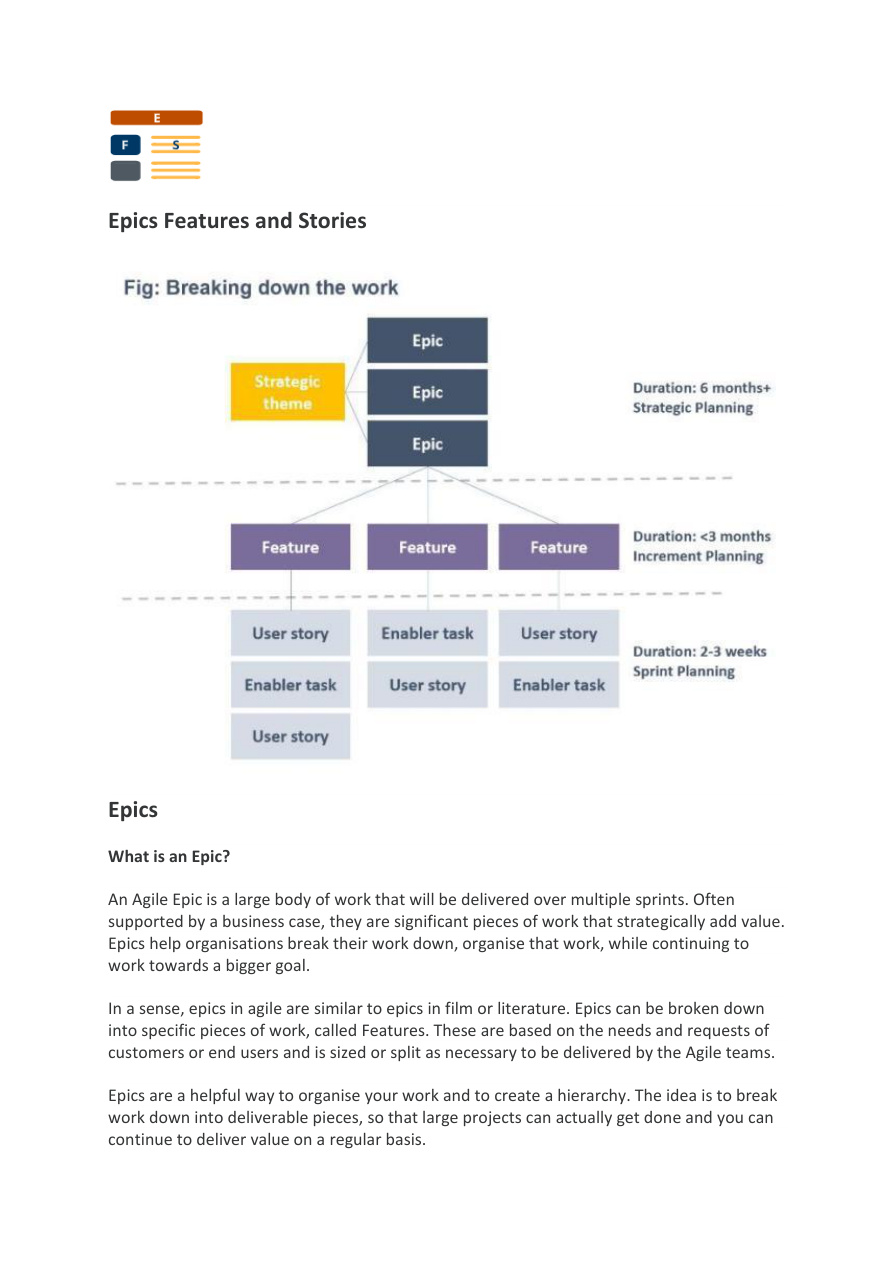 Epics, Features, and User Stories PDF – Unknown