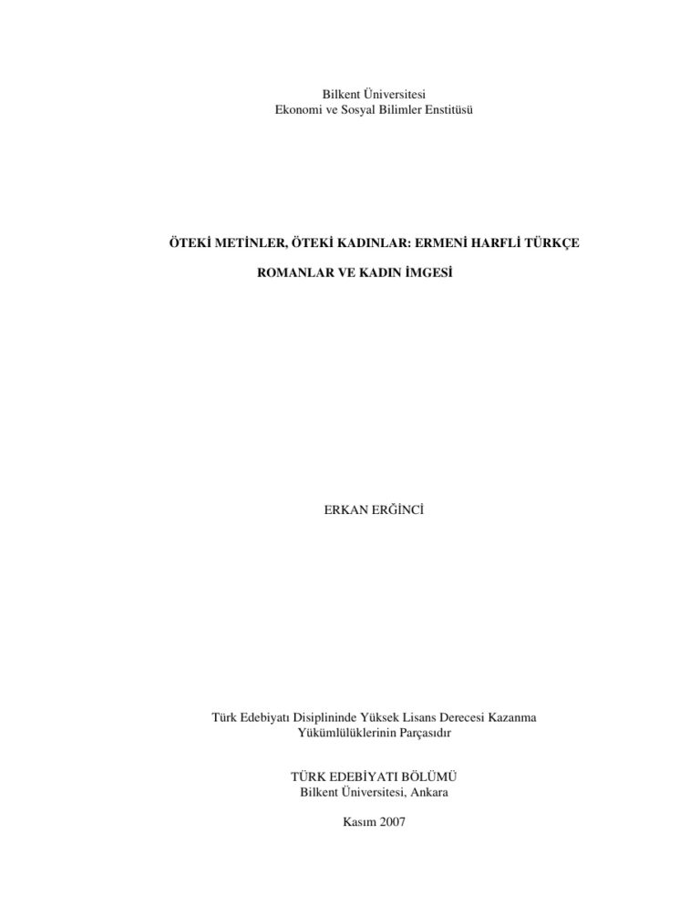Erkan Erginci Öteki Metinler, Öteki Kadınlar, Ermeni Harfli Türkçe Romanlar ve Kadın İmgesi Kitap Kapağı