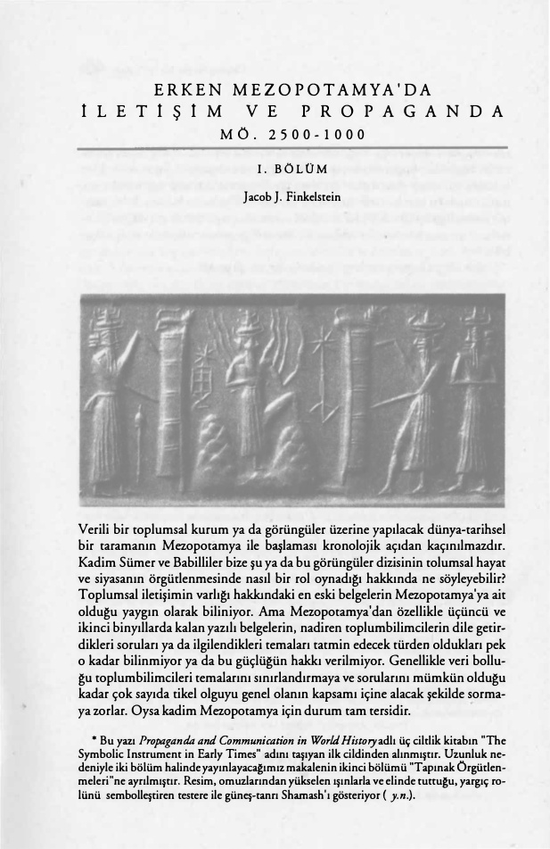 Erken Mezopotamya’da Iletisim ve Propoganda MÖ. 2500-1000 PDF – Jacob J. Finkelstein