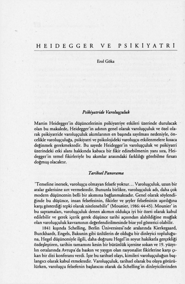 Heidegger ve Psikiyatri PDF – Erol Göka