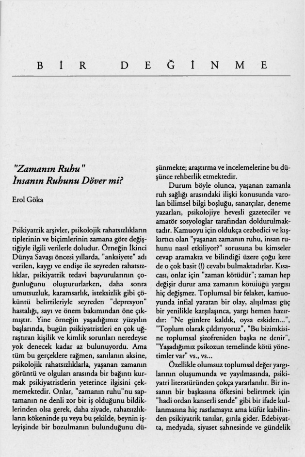 Zamanın Ruhu İnsanın Ruhunu Döver mi PDF – Erol Göka