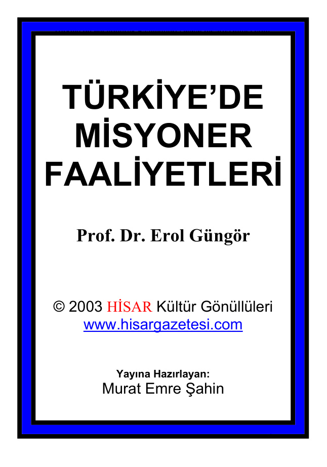 Türkiyede Misyoner Faaliyetleri PDF – Erol Güngör