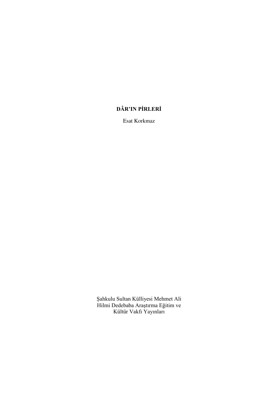 Dar’ın Pirleri PDF – Esat Korkmaz