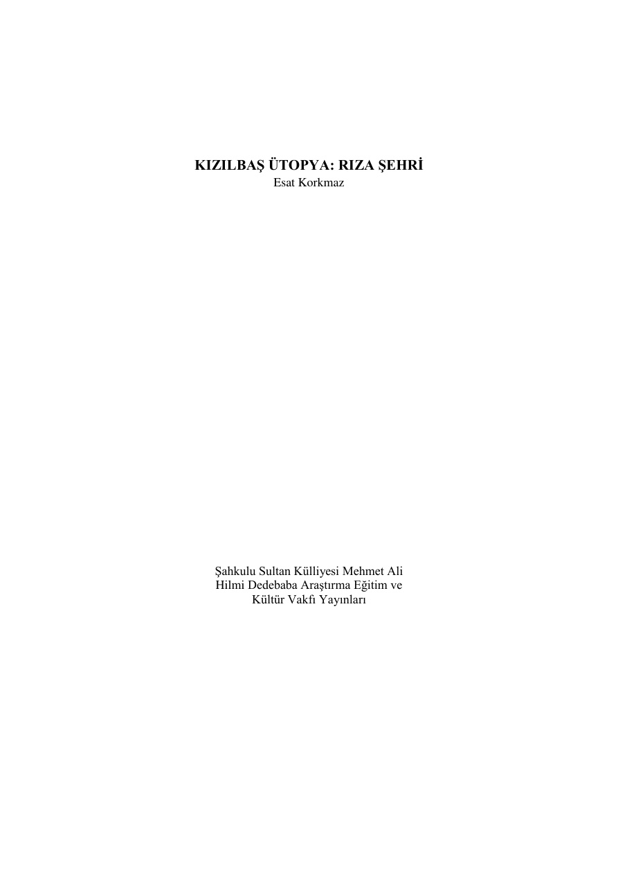 Kızılbaş Ütopya_ Rıza Şehri PDF – Esat Korkmaz