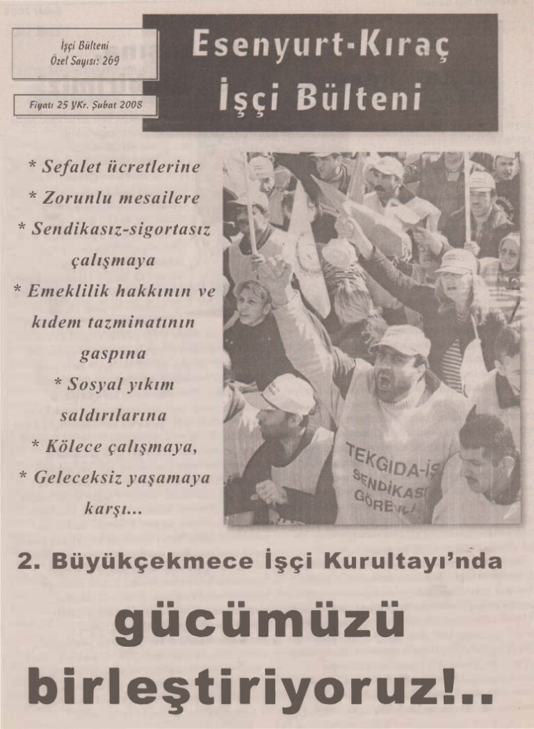 Esenyurt İşçi Bülteni İşçi Bülteni Özel Sayı 269 Şubat 2008 Kitap Kapağı
