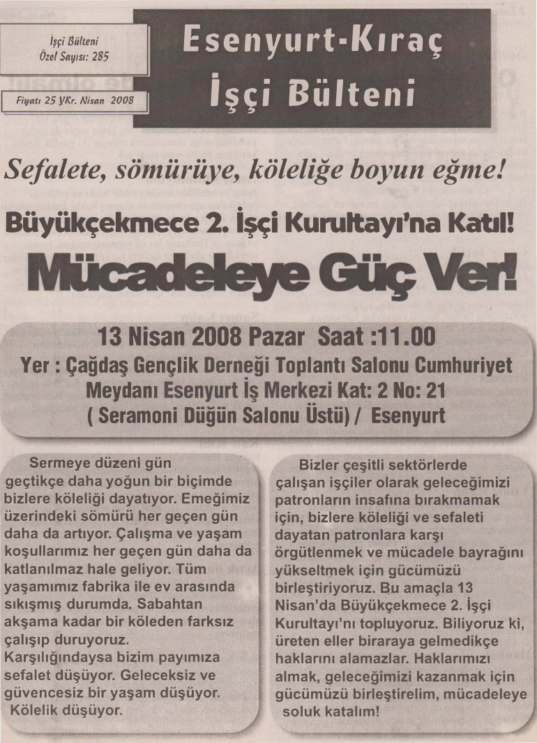 Esenyurt İşçi Bülteni Özel Sayı 285 PDF – Kolektif