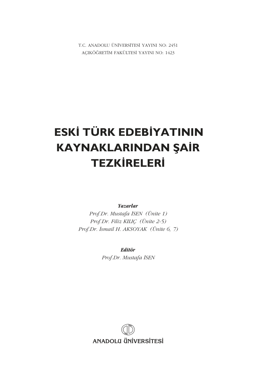 Şair Tezkireleri PDF – Kolektif