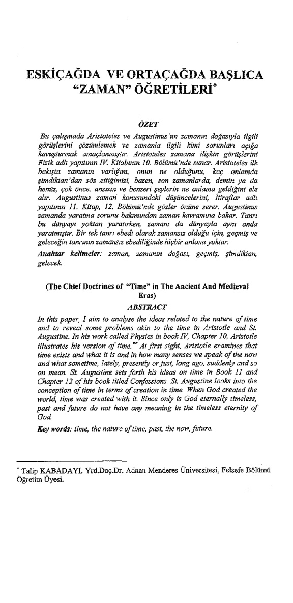 Eskiçağda ve Ortaçağda Zaman Öğretileri PDF – Kolektif
