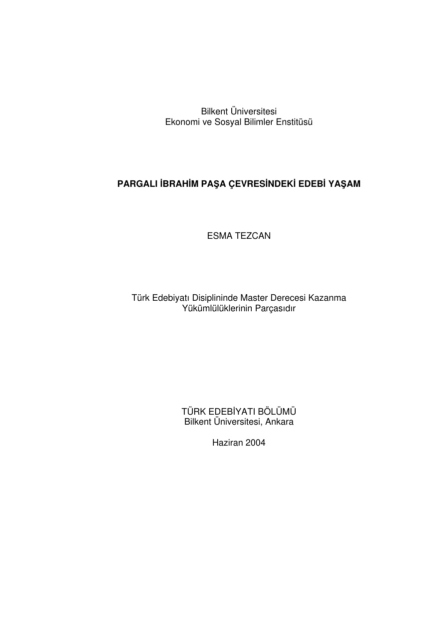 Pargalı İbrahim Paşa Çevresindeki Edebi Yaşam PDF – Esma Tezcan
