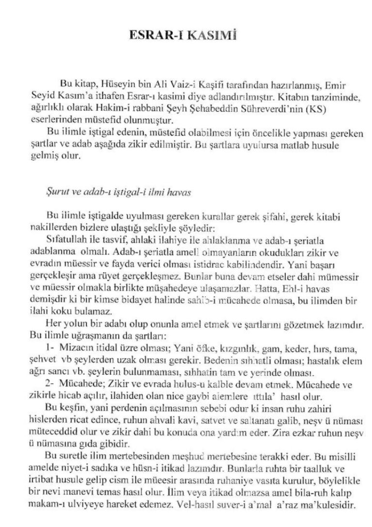 Esrar ı Kasımi 58 sayfa Kitap Kapağı