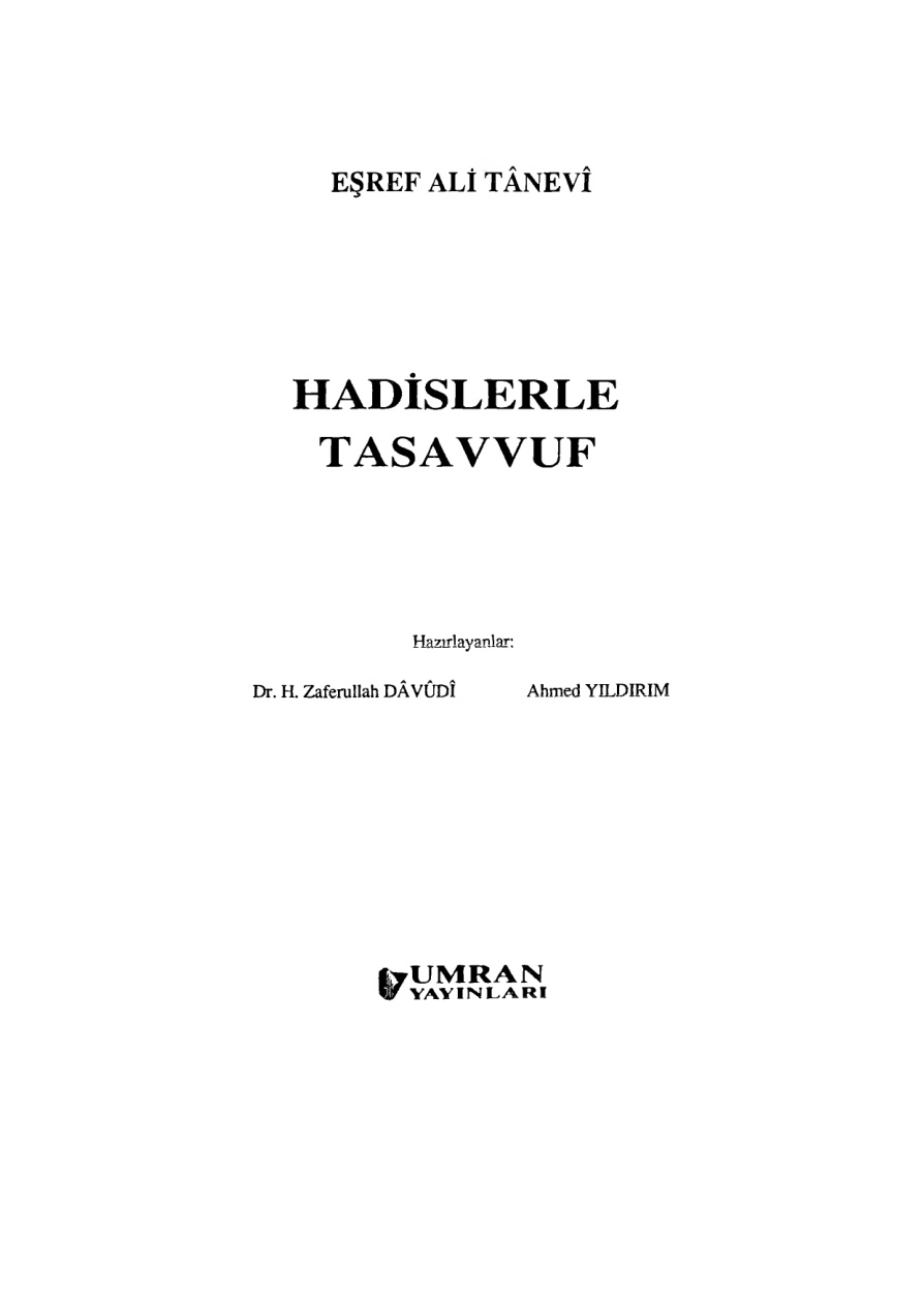 Hadislerle Tasavvuf PDF – Eşref Ali Tânevî
