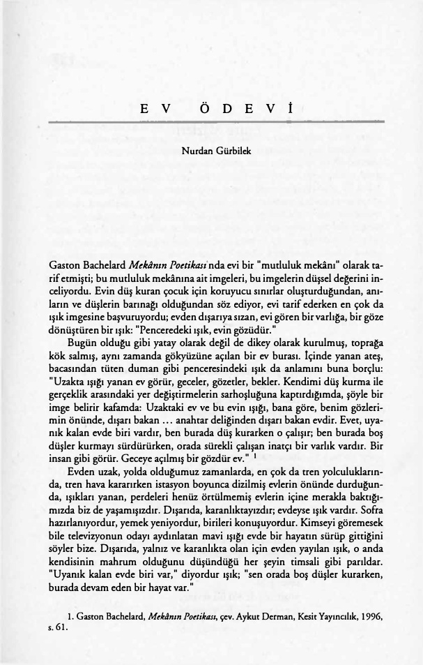 Ev Ödevi PDF – Nurdan Gürbilek