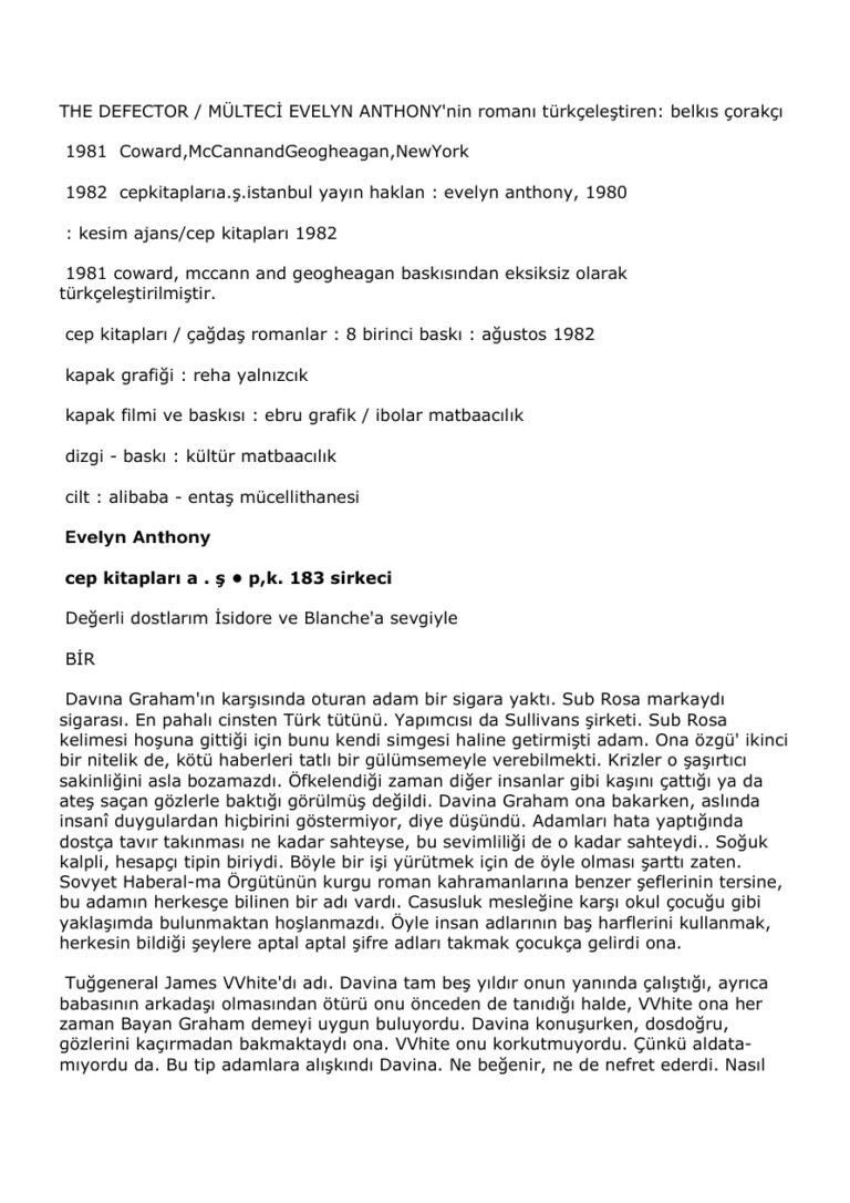 Evelyn Anthony Multeci Kitap Kapağı