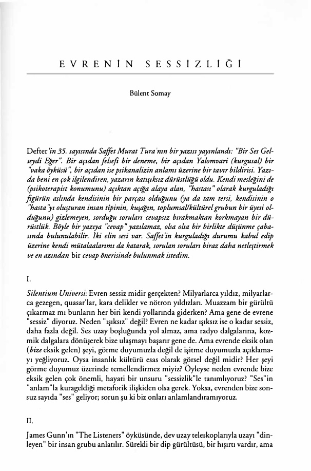 Evrenin Sessizliği PDF – Bilinmiyor