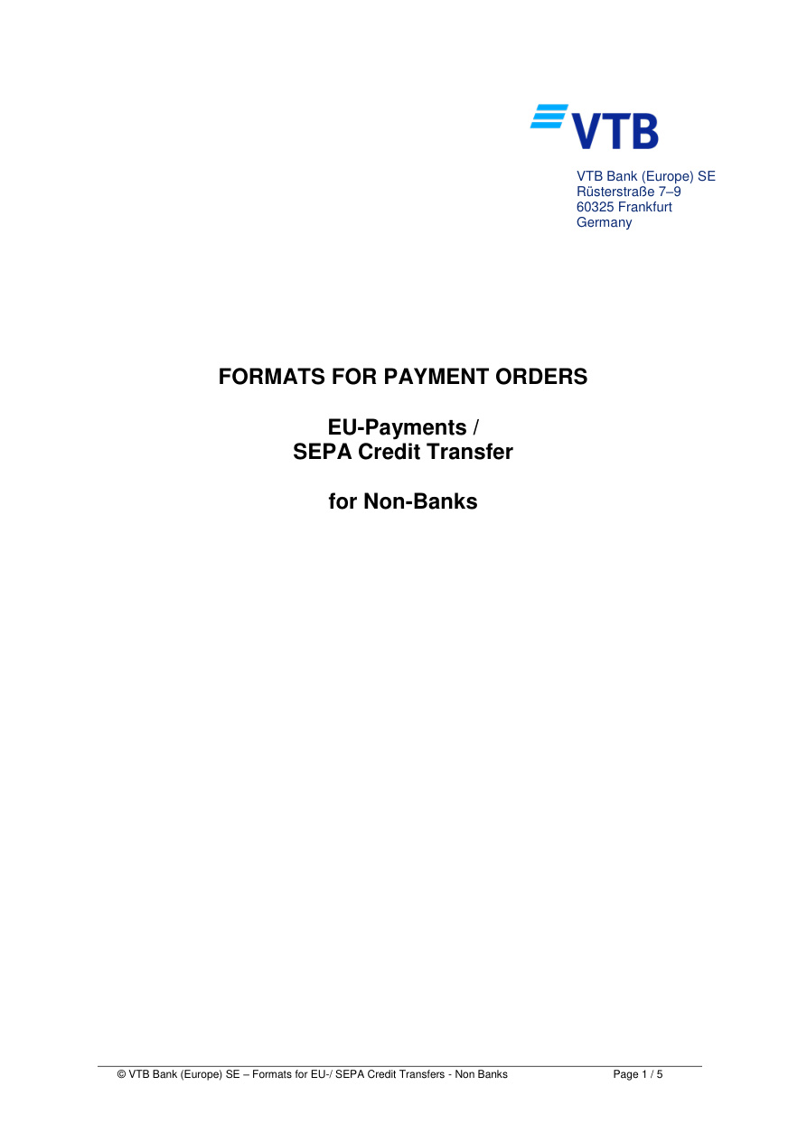 Formats for Payment Orders: SEPA Credit Transfer PDF – Unknown