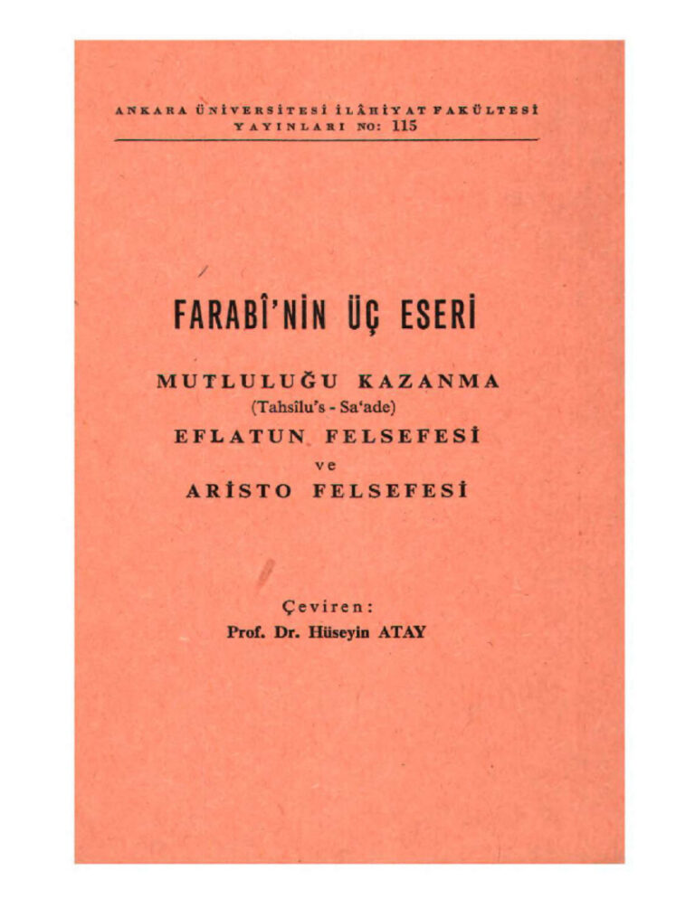 Farabi'nin Üç Yapıtı PDF - Farabi 4 Farabi'nin Üç Yapıtı Farabi Kitap Kapağı