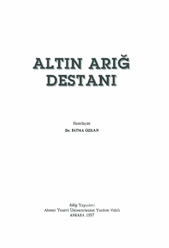 Altın Arığ Destanı PDF – Fatma Özkan