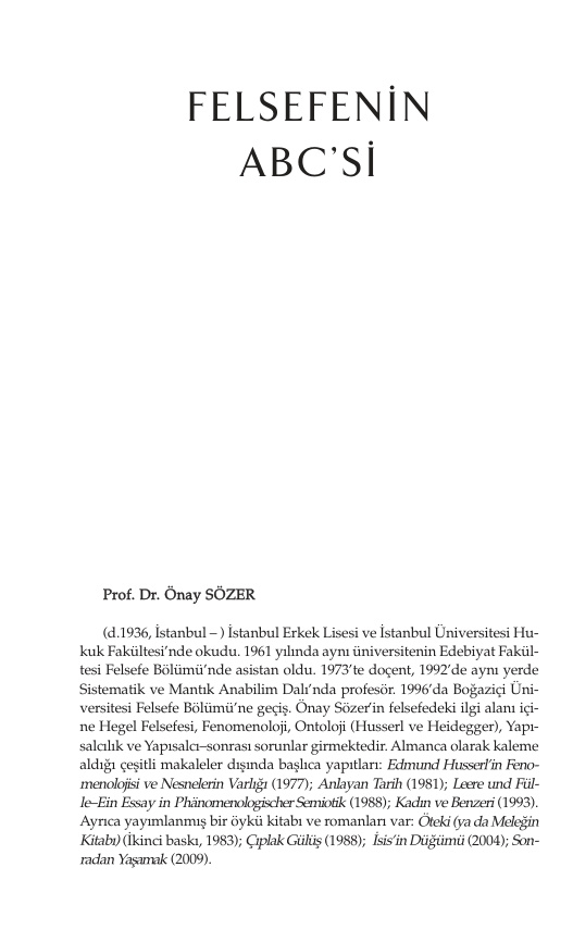 Felsefenin ABCsi PDF – Önay Sözer