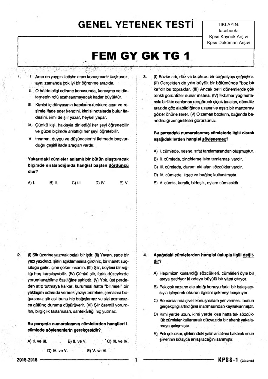 Fem 2016 Tg1 GyGk PDF – FEM Yayınları